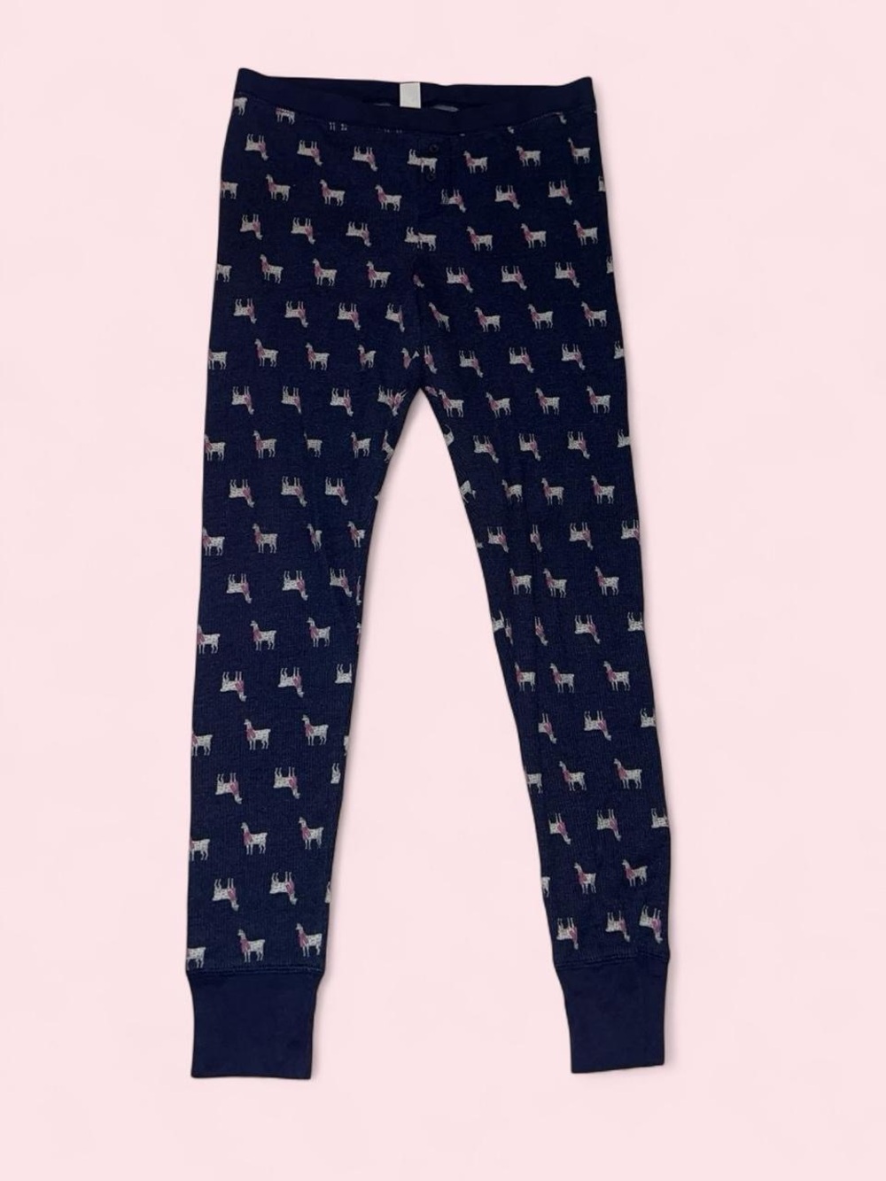 Old Navy Navy and Light Pink Llama Thermal Leggings